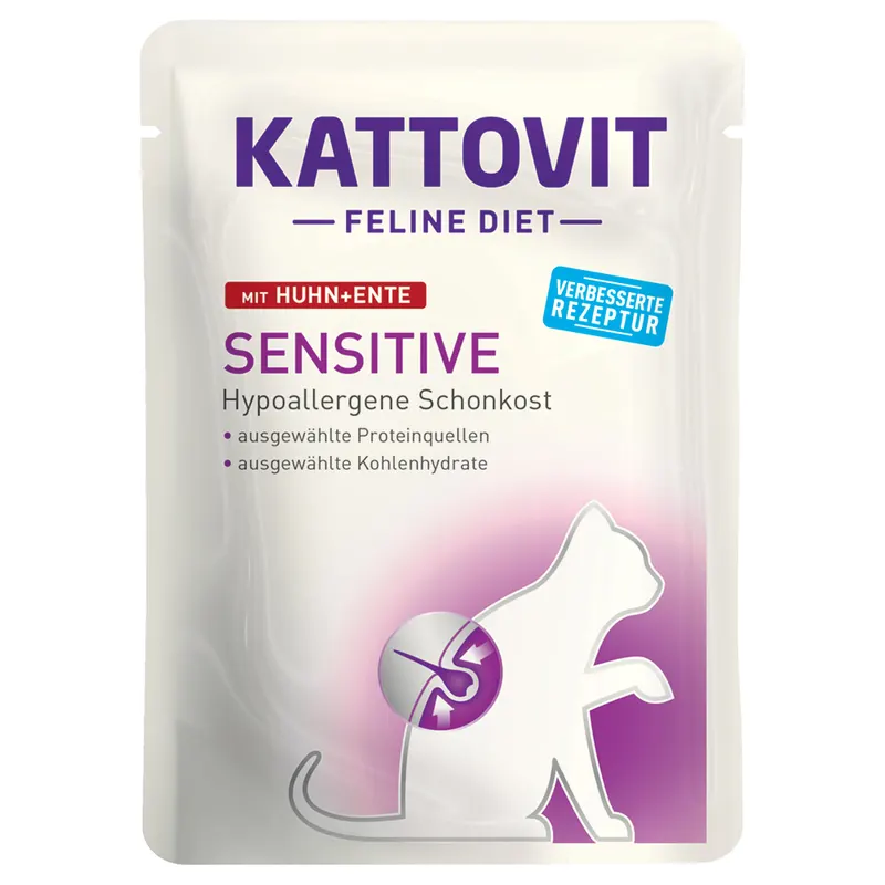 Kattovit Sensitive, saszetki - Kurczak i kaczka, 6 x 85 g