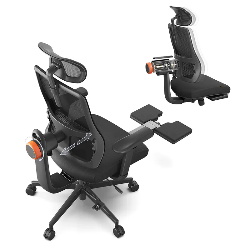 NOWOŚĆTRAL MagicH-BP Ergonomiczne krzesło z podnóżkiem, czarne