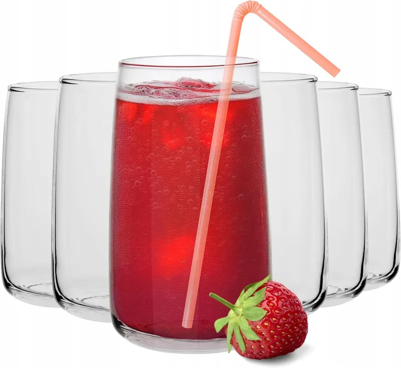 SZKLANKI ZESTAW 6 SZTUK 480ML SZKŁO WYSOKIE PRZEŹROCZYSTE UNIWERSALNE