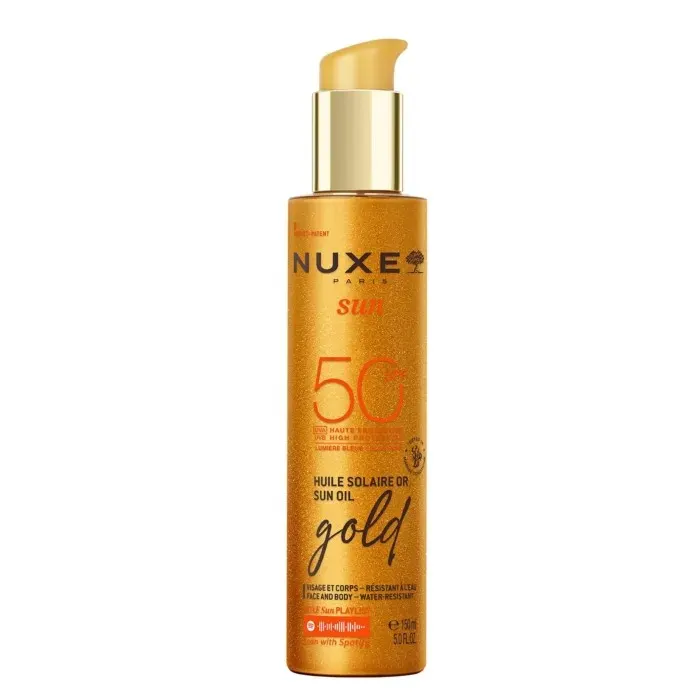 NUXE Rozświetlający Olejek z Drobinkami do Opalania Twarzy i Ciała SPF50 150ml