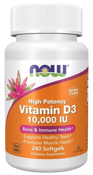 WITAMINA D3 NOW FOODS VITAMIN D3 250mcg IU 240 Kap