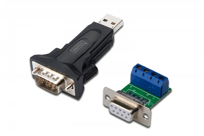 Digitus Konwerter / Adapter USB-A 2.0 męski do RS485 (DB9) męski + 3-pinowa listwa śrubowa| Chipset FTDI FT232RL | z dodatkowym kablem 0.8m