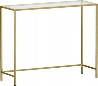 Stolik konsola GLAMOUR 100x80x35 cm ZŁOTY POŁYSK SZKŁO hartowane
