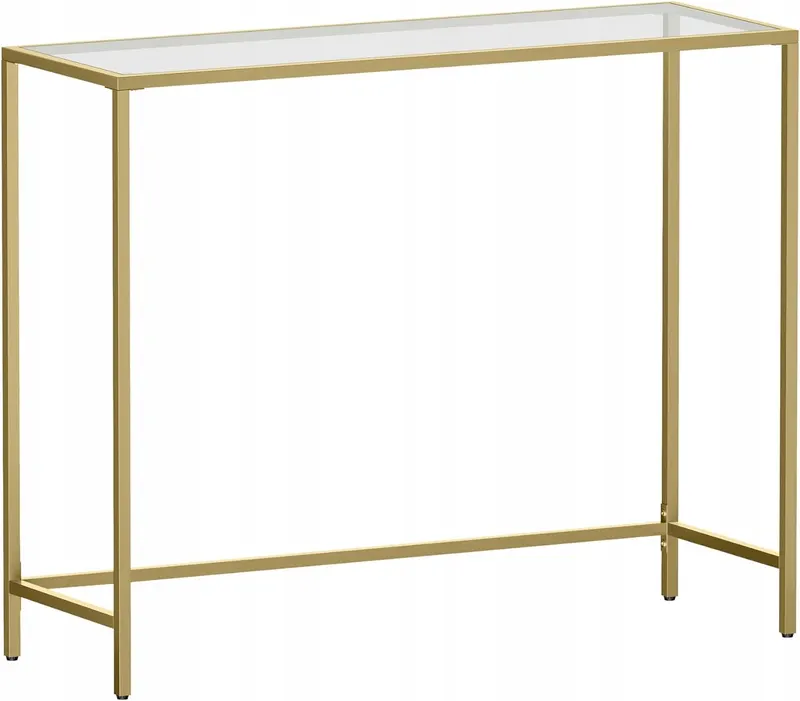 Stolik konsola GLAMOUR 100x80x35 cm ZŁOTY POŁYSK SZKŁO hartowane