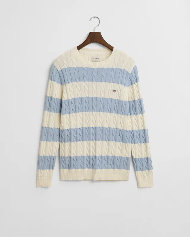 Gant Sweter Męski Z Okrągłym Kołnierzykiem Regular Fit Niebieski