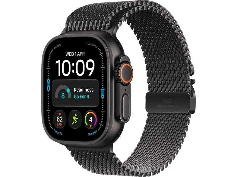 Smartwatch APPLE Watch Ultra 4 GPS + Cellular, koperta 49mm z tytanu w kolorze czarnym, bransoleta mediolańska czarnym - rozmiar L MJAX4QP/A