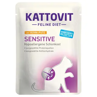 Kattovit Sensitive, saszetki - Kurczak i indyk, 6 x 85 g