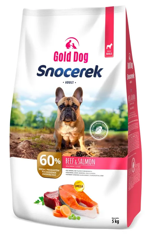 GOLD DOG Snocerek Małe rasy Wołowina i łosoś - sucha karma dla psa - 5kg