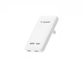 Verbatim Ładowarka Slim Essentials GaN 65W 2x USB-C US/UK/UE biała