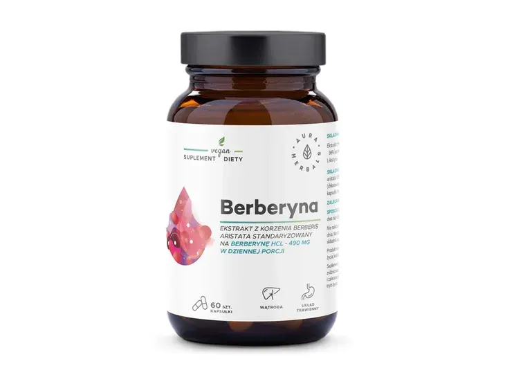 BERBERYNA 490 MG AURA HERBALS HCL EKSTRAKT Z KORY 60 KAPSUŁEK