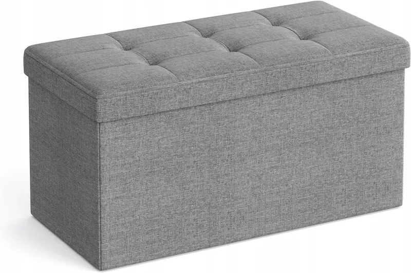 PUFA PIKOWANA tapicerowana skrzynia ławka ZE SCHOWKIEM 76x38x38 JASNOSZARA