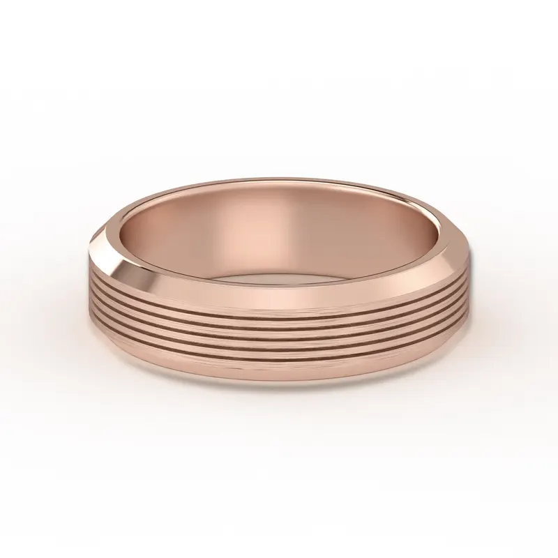 Teksturowana Obrączka Ślubna Edge Satin Finish 585 Różowe Złoto (14K) 5 MM