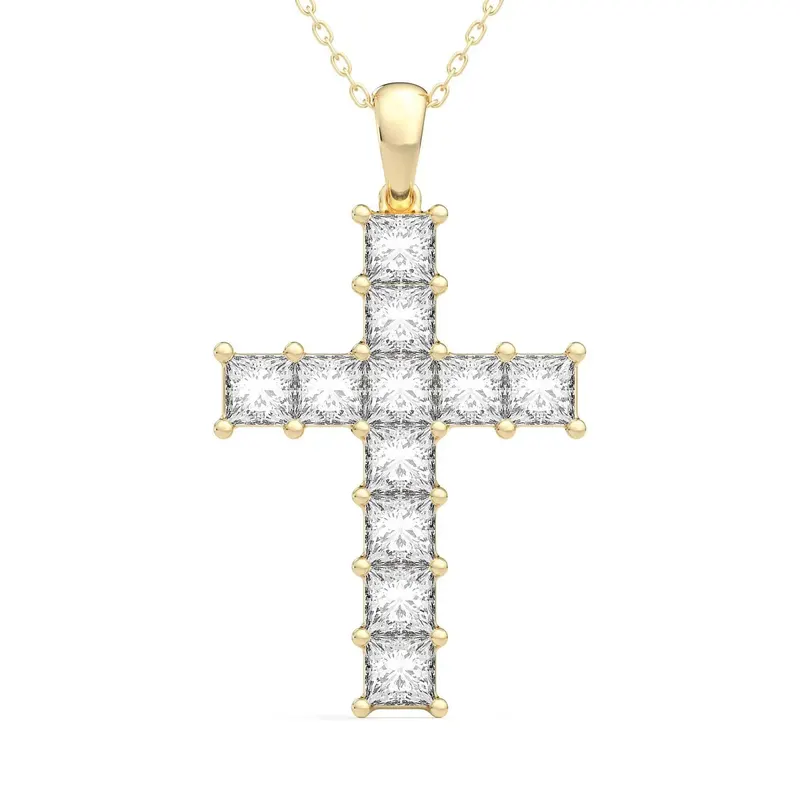 Wisiorek Krzyż 3.00 krt Laboratoryjny Diament 585 Żółte Złoto (14K)
