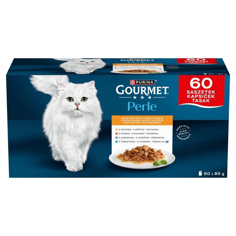 PURINA Gourmet Perle Mini fileciki w sosie Box - mokra karma dla kota - 60x85g