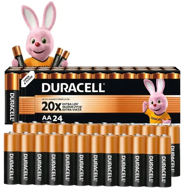 24x BATERIE ALKALICZNE AA R6 ORYGINALNE DURACELL