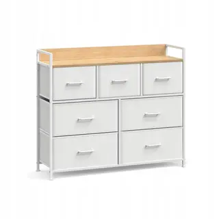 Komoda SZAFKA STOJĄCA do przechowywania 98x29x85cm PÓLKA 7 szuflad BIAŁA