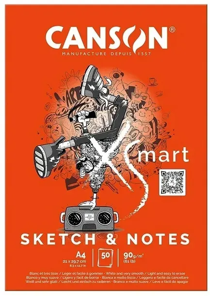 BLOK DO SZKICOWANIA A4 szkicownik CANSON XSmart Sketch & Notes 90 g 50 ark