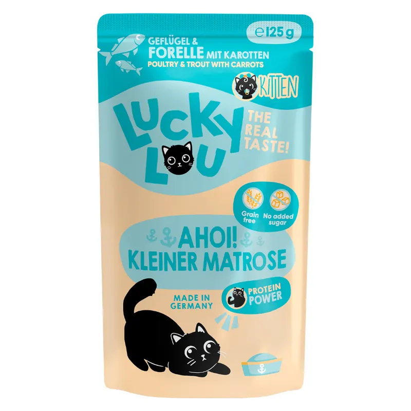 Lucky Lou Kitten, 16 x 125 g - Drób i pstrąg