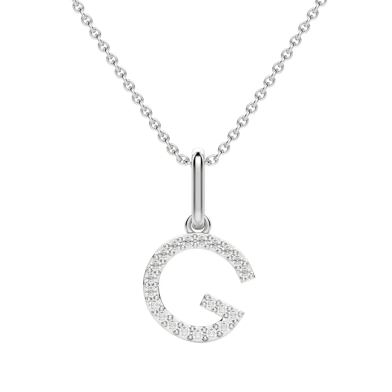 Wisiorek Litera "G" Laboratoryjny Diament 585 Białe Złoto (14K)