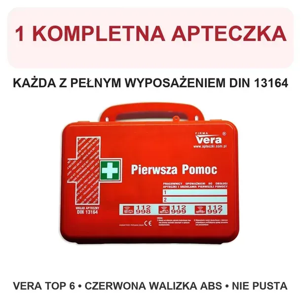 VERA TOP 6 apteczka DIN 13164 czerwona z wyposażeniem 1 szt.