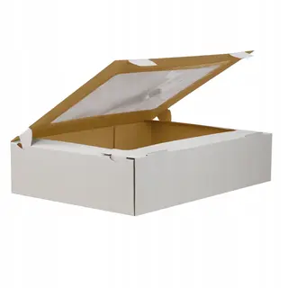 40x Tacka z wieczkiem na CIASTO Z OKNEM biała 40x30x9 cm tekturowa MOCNA