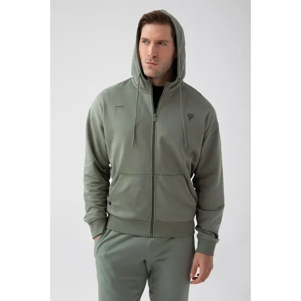 Zielona bluza rozpinana męska TW BASIC HOODIE ZIP 180 M GREEN - XL