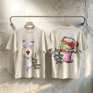 26FW Saint Japan Limited Hip Hop Tops Casual Oversize Anime Printing Retro Washed Cotton Tee New Vintage Summer T-shirt for Men