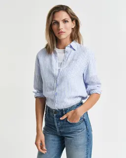 Gant Koszula Damska W Paski Z Długim Rękawem Regular Fit Niebieska