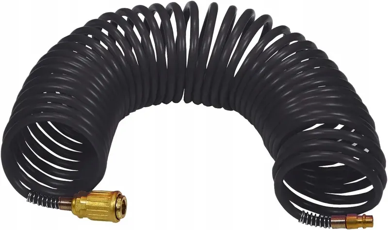 WĄŻ SPIRALNY PNEUMATYCZNY 10M 8MM CZARNY SZYBKOZŁĄCZKA