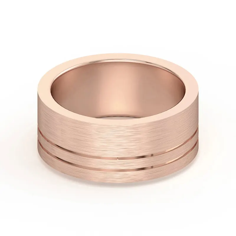 Double Lined Flat Obrączka Ślubna 585 Różowe Złoto (14K) 8 MM