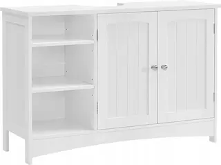 Szafka pod umywalkę 90x30x60 cm ŁAZIENKOWA 2 DRZWI REGULOWANE PÓŁKI BIAŁA