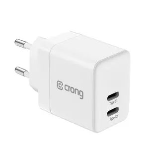 CRONG Ultra Compact GaN Ładowarka sieciowa 2x USB-C 35W PD 3.0 z PPS Biała