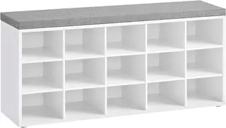 ŁAWKA do siedzenia regał Z MIĘKKIM SIEDZISKIEM 30x105x48 15 półek NA BUTY