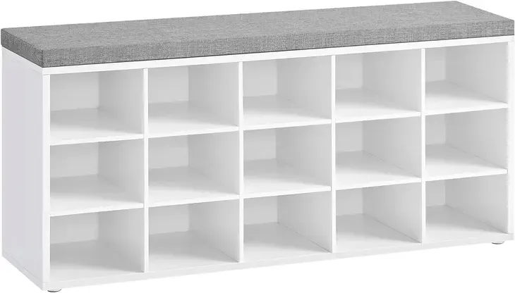 ŁAWKA do siedzenia regał Z MIĘKKIM SIEDZISKIEM 30x105x48 15 półek NA BUTY