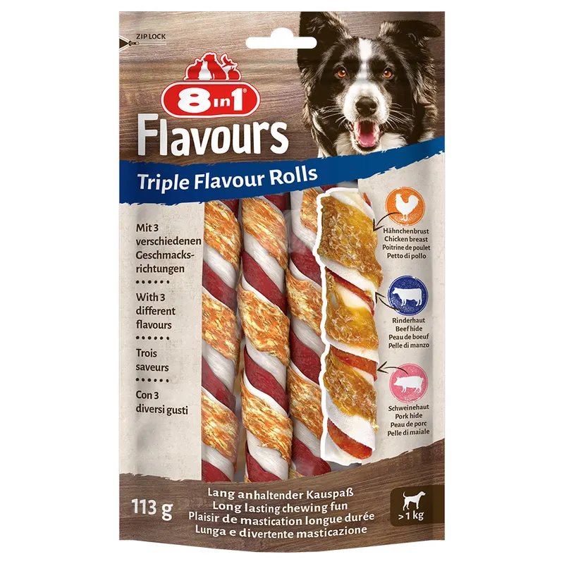 8w1 Triple Flavour Rolls pałeczki do żucia - 3 szt