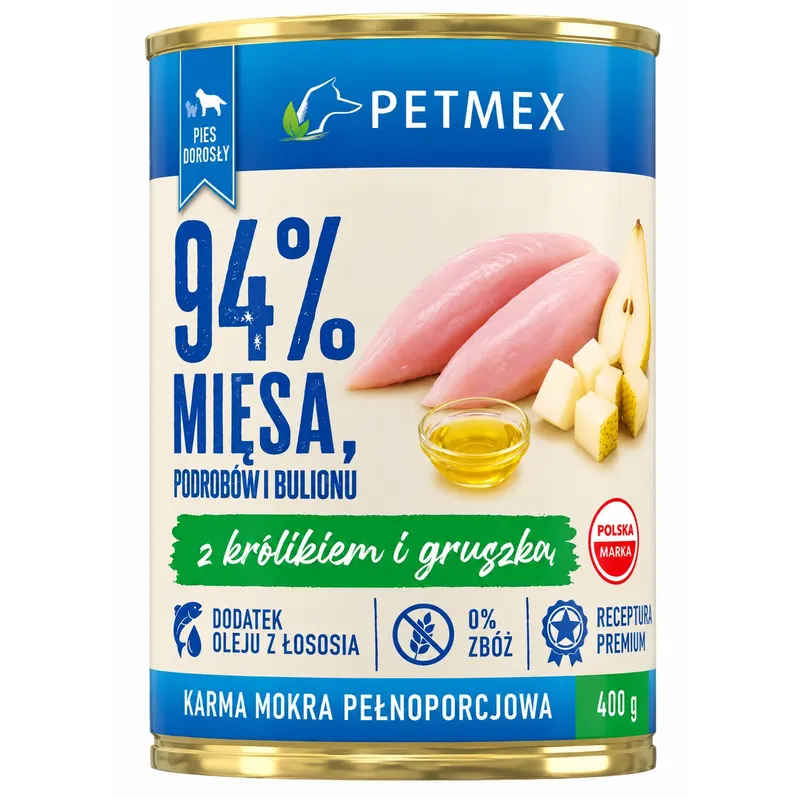 PETMEX z królikiem i gruszką - mokra karma dla psa - 400g