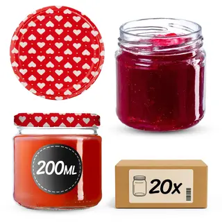 Słoiki na przetwory Lerma 200ml 20szt fi 66 mm + wieczka "Serca"