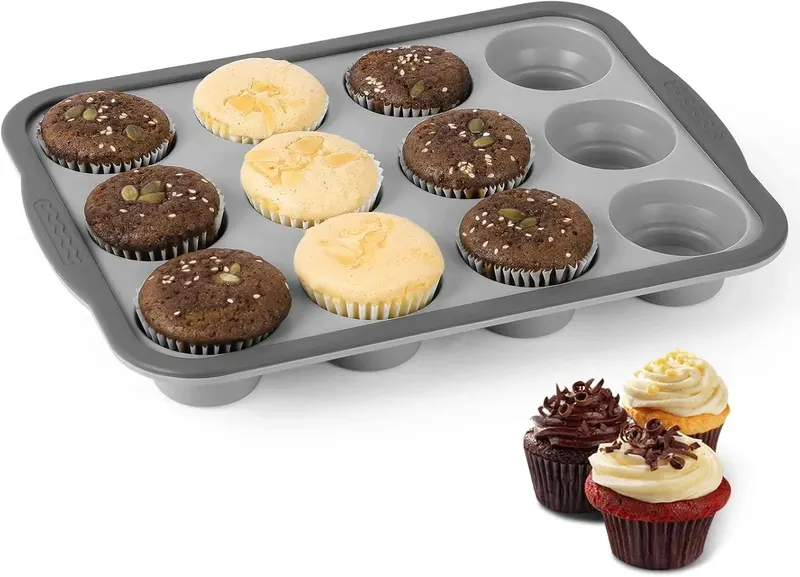 Silikonowa okrągła forma do ciasta, silikonowa taca na muffinki, 12 filiżan