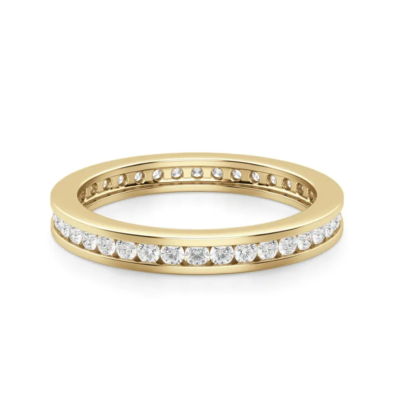 Obrączka Ślubna Eternity Channel Set z Okrągłymi Kamieniami 1.50 mm Laboratoryjny Diament 585 Żółte Złoto (14K)