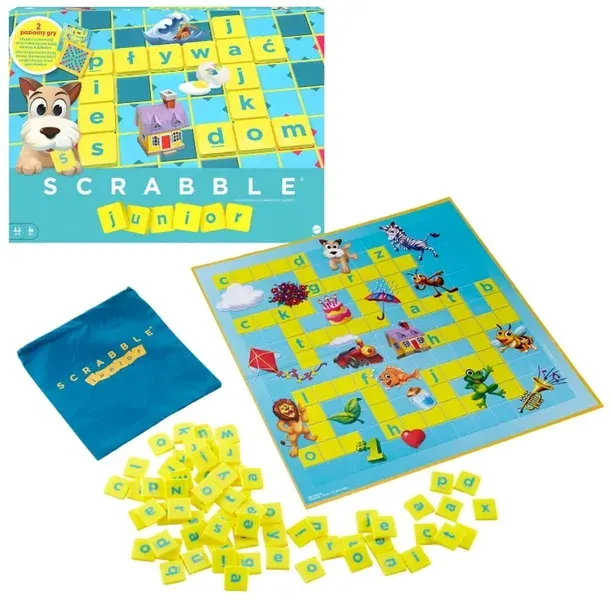 SCRABBLE JUNIOR GRA TOWARZYSKA RODZINNA PLANSZOWA WERSJA POLSKA DZIECI 6+