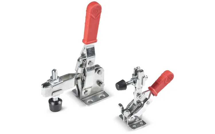 Docisk szybkomocujący pionowy z przylgą poziomą oraz wertykalnym dociskaczem Ht-140mm, F1-120kg