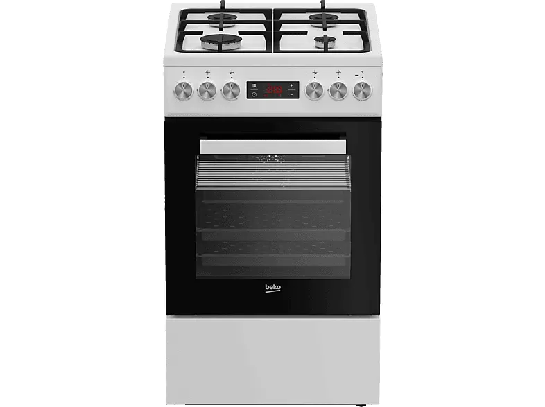 Kuchnia gazowo-elektryczna BEKO b300 FSM52332DWDT Pieczenie 3D Grill Wydajne palniki Żeliwny ruszt 50cm