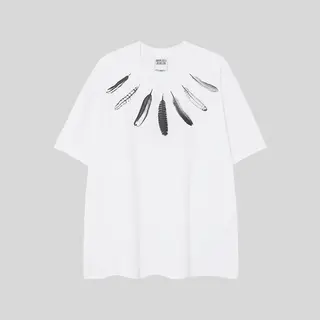 Marcelo Burlon 2026 European-style trendy brand short-sleeved T-shirt with feather and wing patterns trendy half-sleeve design