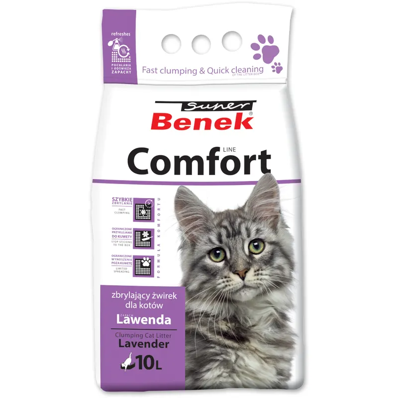 Super Benek Comfort Lawenda, żwirek dla kota - 10 l