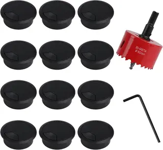ZESTAW 12 PRZELOTKI KABLOWE BIURKO 60MM + WIERTŁO OTWORNICA HSS