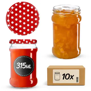 Słoiki na przetwory Seno 315ml 10szt fi 66 mm + wieczka "Groszek czerwony"