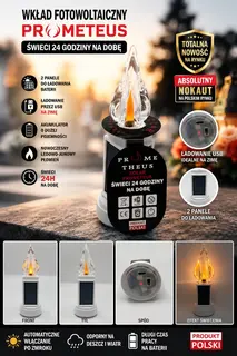 Fotowoltaiczny wkład do zniczy z ładowaniem USB