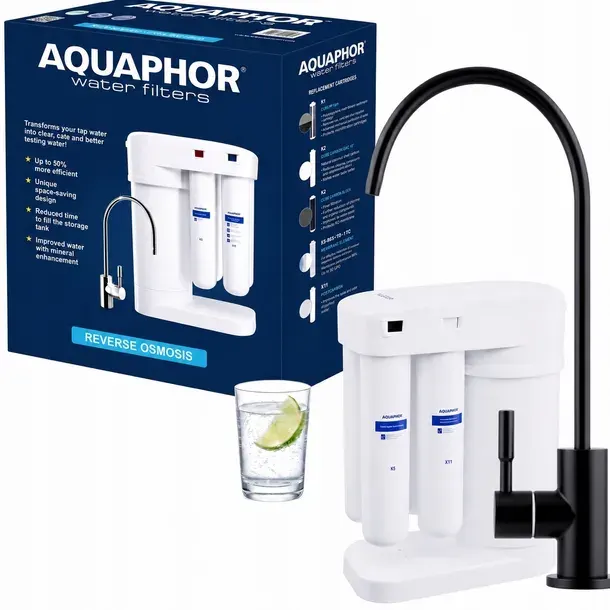 Filtr Odwrócona osmoza Aquaphor Morion RO-101S Czarna Wylewka