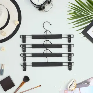 SONGMICS Wieszaki na spodnie z klipsami 12 szt. 35 x 14 cm czarne
