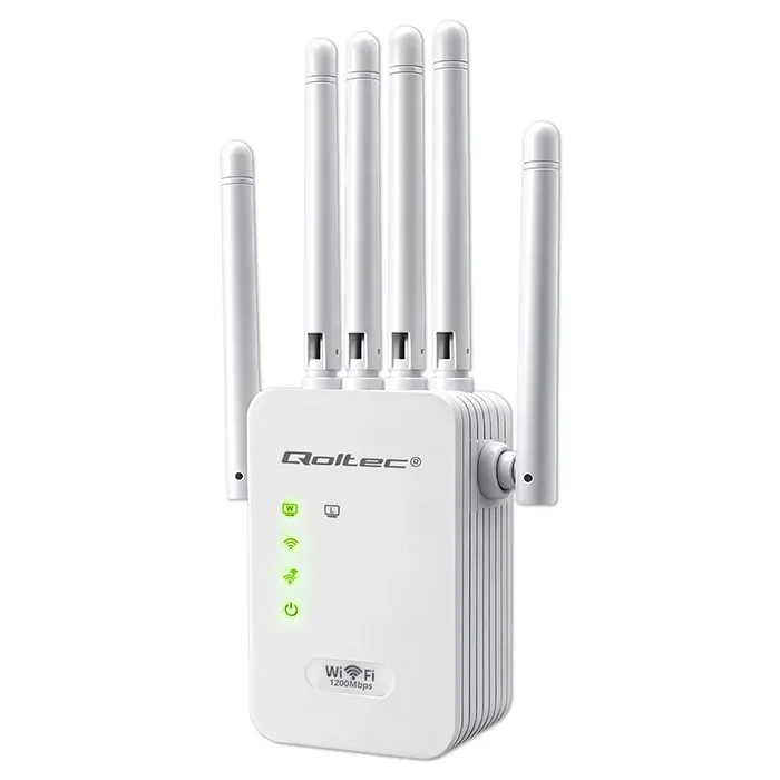 Qoltec Wzmacniacz syganłu WiFi 5 | Repeater | Access Point | AC1200 Mb/s| 6 anten | 2xRJ45 | 128MB